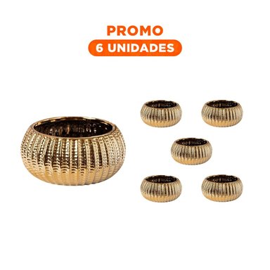 PACK6 RECIPIENTE MINIMALISTA CERAMICA GALVANIZADA 15X20X10.5CM DORADO - 1