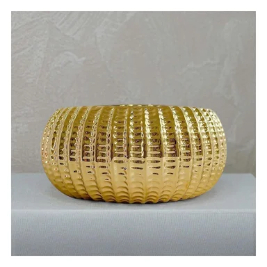 JARDINERA OVALADA CERAMICA GALVANIZADA 15X20X10.5CM DORADO Y+POST IT - 3