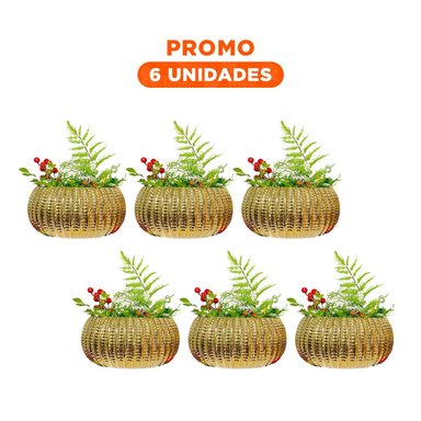 PACK6 MACETA MODERNA CERAMICA DORADO 17.5X22X11.5CM - 1