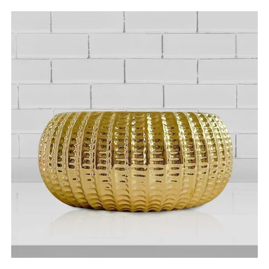 PACK6 MACETA MODERNA CERAMICA DORADO 17.5X22X11.5CM - 2