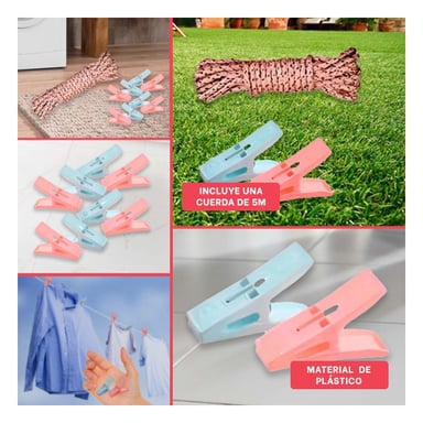 CLIPS DE PLASTICO CUADRADOS PARA ROPA MULTICOLOR CON CUERDA PARA CASA Y+POST IT - 1