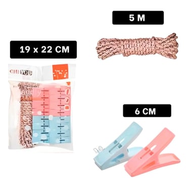CLIPS DE PLASTICO CUADRADOS PARA ROPA MULTICOLOR CON CUERDA PARA CASA Y+POST IT - 4
