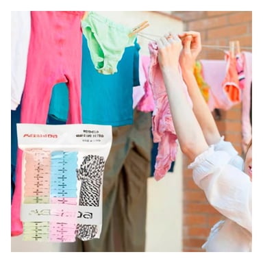 PACK2 PERCHERO MODERNO DE ROPA Y CUERDA MULTICOLOR PARA ORDEN EN CASA - 5