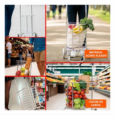 SOPORTE DE CARGA CERRADO PLEGABLE PLATEADO PARA MOVER OBJETOS VARIOS Y+LIGAS REGALO - 5