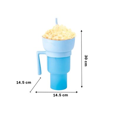 PACK2 VASO 2 EN 1 DE ABS CELESTE PARA COMPARTIR SNACKS EN CASA Y OFICINA Y+PAPEL REGALO - 4