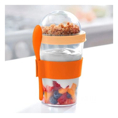 PACK4 VASO EN ANARANJADO PARA YOGURT Y CEREAL CON FORMATO 350 ML PRACTICO Y+PAPEL REGALO - 2