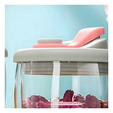 PACK2 BEBEDERO MODERNO DE VIDRIO 450 ML TRANSPARENTE TAPA PLOMO ROSADO - 3