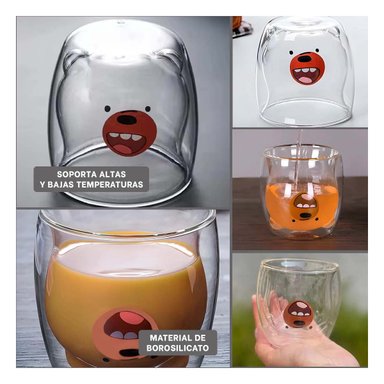 PACK4 COPA DE VIDRIO BOROSILICATO VERSION DOBLE CAPA EN TRANSPARENTE Y+REGALO STICKER - 2