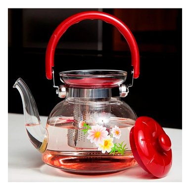 PACK2 JARRA DE VIDRIO COMPACTA PARA TE Y CAFE 1400ML TRANSPARENTE GUINDA - 3