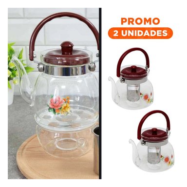 PACK2 JARRA 850ML DE VIDRIO TRANSPARENTE CON TAPA GUINDA PARA ZONA DE PREPARACION - 1