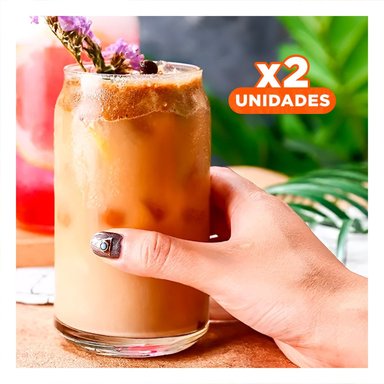 PACK2 VASO 300ML DE VIDRIO BOROSILICATO TRANSPARENTE CON FORMA DOBLE CAPA Y+REGALO STICKER - 1