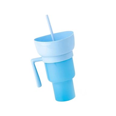 PACK2 VASO 2 EN 1 PARA BEBIDAS NATURALES Y SNACKS CON ESTRUCTURA ABS CELESTE Y+REGALO STICKER - 2
