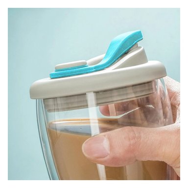 PACK12 MUG ELEGANTE DE VIDRIO DOBLE 450 ML PLOMO Y CELESTE Y+PAPEL REGALO - 3