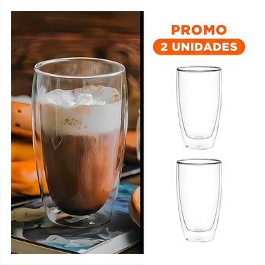 PACK2 TAZA 400ML PRESENTACION DOBLE CAPA EN VIDRIO BOROSILICATO TRANSPARENTE - 1