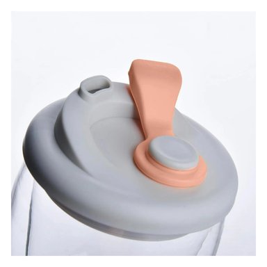 PACK6 CONTENEDOR ELEGANTE DE VIDRIO 450 ML TRANSPARENTE TAPA PLOMO ROSADO - 5