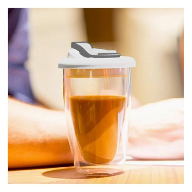 PACK12 TAZA PORTATIL DE VIDRIO DOBLE CON TAPA HERMETICA 450 ML TRANSPARENTE Y+PAPEL REGALO - 3