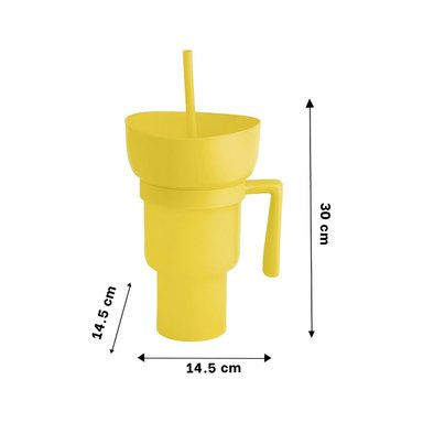 PACK12 CONTENEDOR PARA BEBIDAS Y SNACKS 2 EN 1 DE MATERIAL ABS AMARILLO - 4