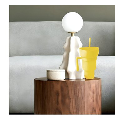 PACK12 CONTENEDOR PARA BEBIDAS Y SNACKS 2 EN 1 DE MATERIAL ABS AMARILLO - 5