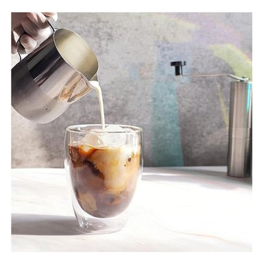 PACK4 TAZA TRANSPARENTE DE VIDRIO DOBLE CON TAPA DE SILICONA 350 ML Y+REGALO STICKER - 3