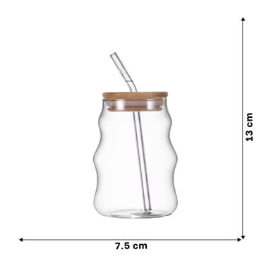 PACK6 JARRA DE VIDRIO 500ML CON TAPA Y SORBETE TRANSPARENTE ESTILO MODERNO - 4