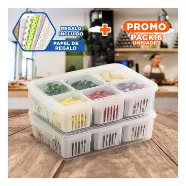 PACK6 CESTAS ESCURRIDORAS MULTIUSO 6 EN 1 BLANCO COCINA Y+PAPEL REGALO - 1