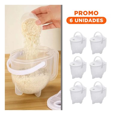 PACK6 RECIPIENTE COMPACTO DE ARROZ EN PLASTICO COLOR BLANCO PARA HOGAR - 1