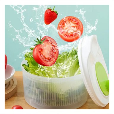 PACK6 CONTENEDOR GIRATORIO PARA ESCURRIR VERDURAS BLANCO CON VERDE DAY - 2