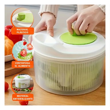 PACK6 CONTENEDOR GIRATORIO PARA ESCURRIR VERDURAS BLANCO CON VERDE DAY - 5
