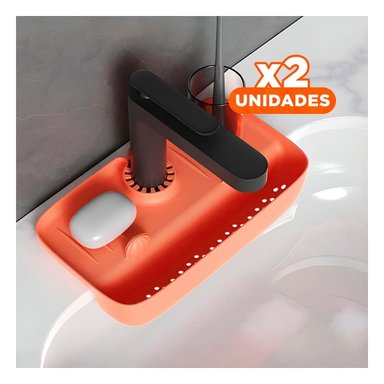 PACK2 ACCESORIO DE SILICONA ANARANJADO PARA LAVADERO CON ORDEN PRACTICO Y+REGALO STICKER - 1