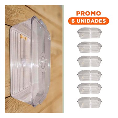 PACK6 CAJA RECTANGULAR PARA REFRIGERADORA 30X15X15CM TRANSPARENTE - 1