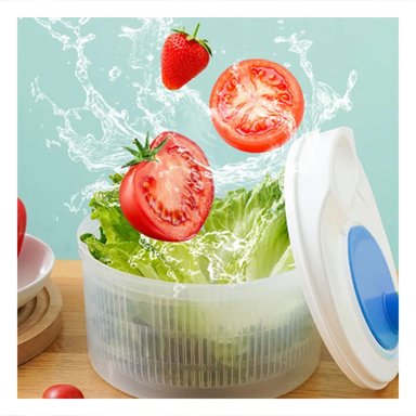PACK6 CONTENEDOR GIRATORIO PARA ESCURRIR VERDURAS BLANCO CON AZUL DAY - 2