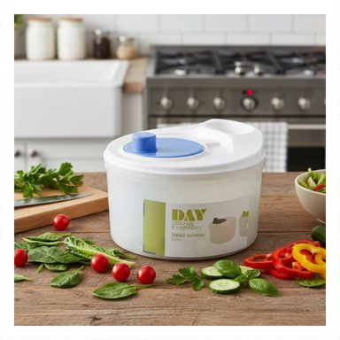 PACK6 CONTENEDOR GIRATORIO PARA ESCURRIR VERDURAS BLANCO CON AZUL DAY - 3