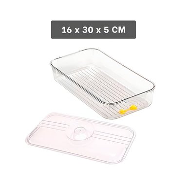 PACK4 UNIDAD ORGANIZADORA MULTIUSO CON DRENAJE 30X16X5CM TRANSPARENTE Y+PAPEL REGALO - 4