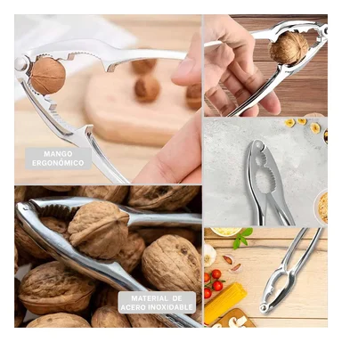 PACK2 PINZA COMPACTA PLATEADO PARA ROMPENUECES DE COCINA PROFESIONAL Y+PAPEL REGALO - 3