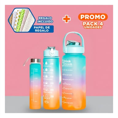 PACK4 TOMATODOS EN CELESTE SET DE 3 CON VOLUMEN 2 L 1 L Y 300 ML Y TAPA FIRME Y+PAPEL REGALO - 1