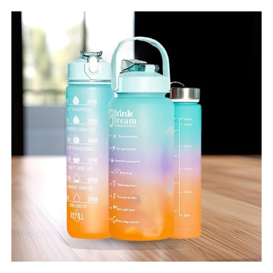 PACK4 TOMATODOS EN CELESTE SET DE 3 CON VOLUMEN 2 L 1 L Y 300 ML Y TAPA FIRME Y+PAPEL REGALO - 2