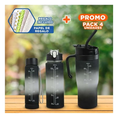 PACK4 SET TRIO TRICOLOR NEGRO BLANCO CAPACIDAD TRIO COMPACTO SEGURO Y+PAPEL REGALO - 1