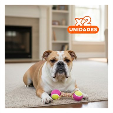 PACK2 CUERDA CON PELOTAS BICOLOR RESISTENTE ROSADO CON AMARILLO Y+REGALO STICKER - 1