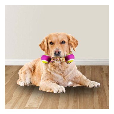 PACK2 CUERDA CON PELOTAS BICOLOR RESISTENTE ROSADO CON AMARILLO Y+REGALO STICKER - 5