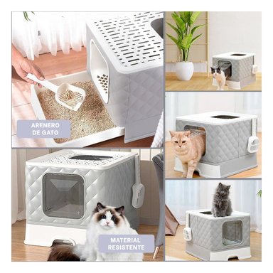 PACK4 SANITARIO HIGIENICO EN COLOR PLOMO PARA GATO CON SISTEMA DESMONTABLE Y+REGALO STICKER - 2