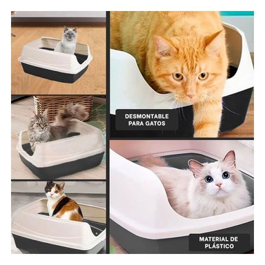 PACK4 CONTENEDOR PARA ARENA SEMICERRADO PARA MASCOTAS NEGRO Y+REGALO STICKER - 2