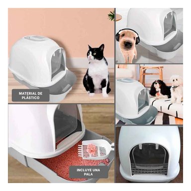 PACK4 CAJA SANITARIA CERRADA PLOMO CON PALA CERNIDORA PARA GATO Y+REGALO STICKER - 2