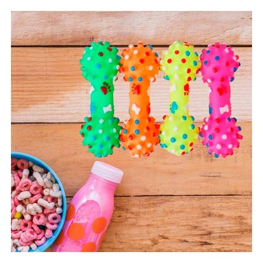 PACK12 OBJETO DE HUESO PLASTICO CON PUNTOS PARA JUEGO CANINO - 2