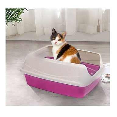 SANITARIO CERRADO ROSADO PARA GATOS CON ENTRADA FRONTAL - 2