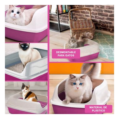 SANITARIO CERRADO ROSADO PARA GATOS CON ENTRADA FRONTAL - 5