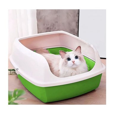 PACK6 CONTENEDOR HIGIENICO VERDE PARA GATOS CON DISENO CUBIERTO - 2