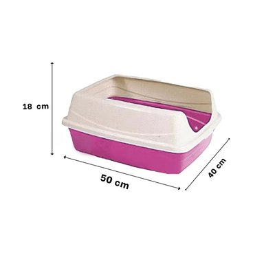 CAJA DE ARENA ROSADO PARA GATOS CON COBERTURA SEMICERRADA Y+POST IT - 4