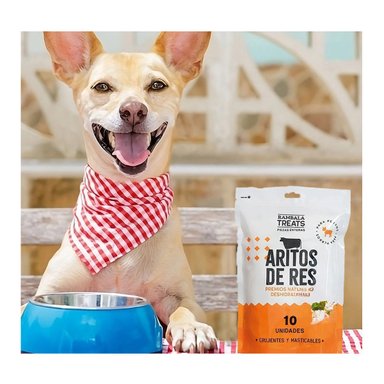 PACK4 SNACKS EN AROS DE CARNE DE RES PARA PERROS 10 UNID Y+PAPEL REGALO - 2