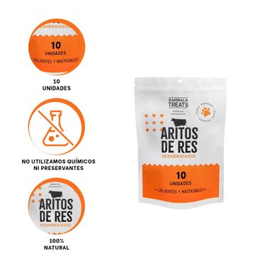 PACK4 SNACKS EN AROS DE CARNE DE RES PARA PERROS 10 UNID Y+PAPEL REGALO - 3