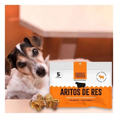 PACK2 ARITOS DE RES NATURAL DESHIDRATADA PARA PERROS 5 UNID Y+REGALO STICKER - 3